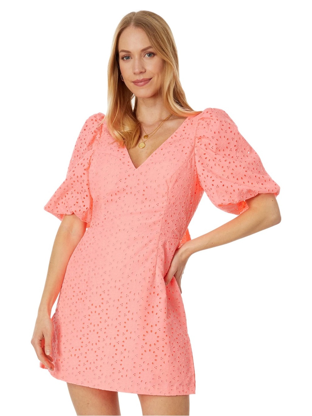 Lilly Pulitzer Celestina Coral Eyelet Romper